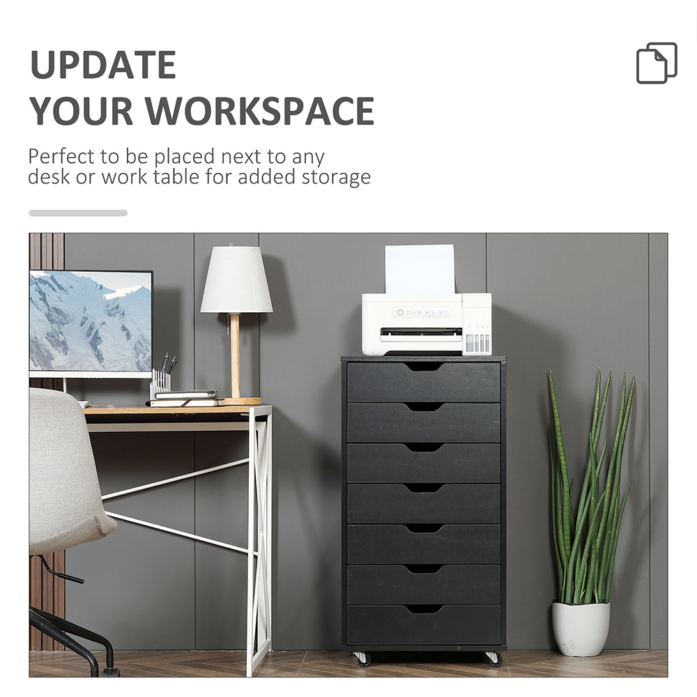 Portland Black 7 Drawer Mobile Filing Cabinet Image 5
