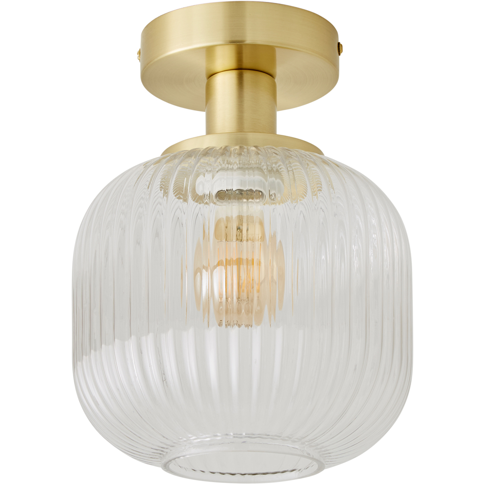 ValueLights Calpe Clear Shade Gold Stem LED Flush Ceiling Light Image 1