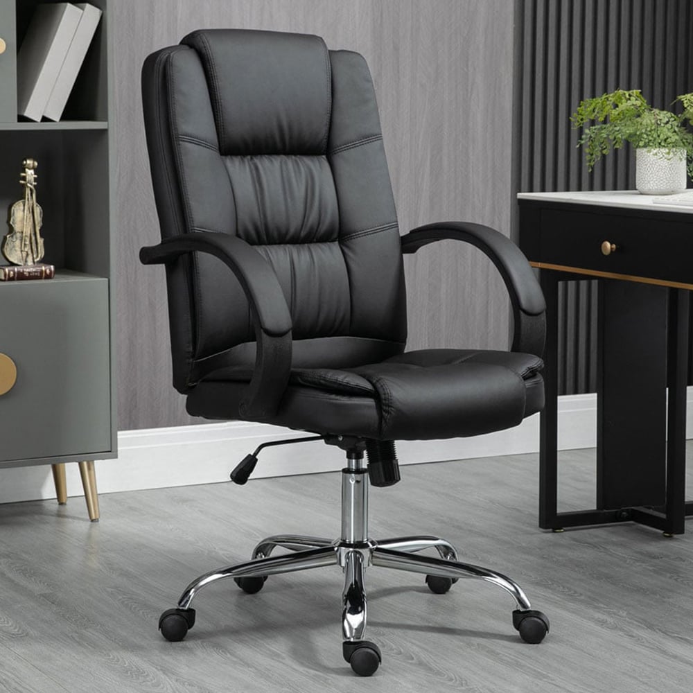 Portland Black PU Swivel Office Chair Image 1