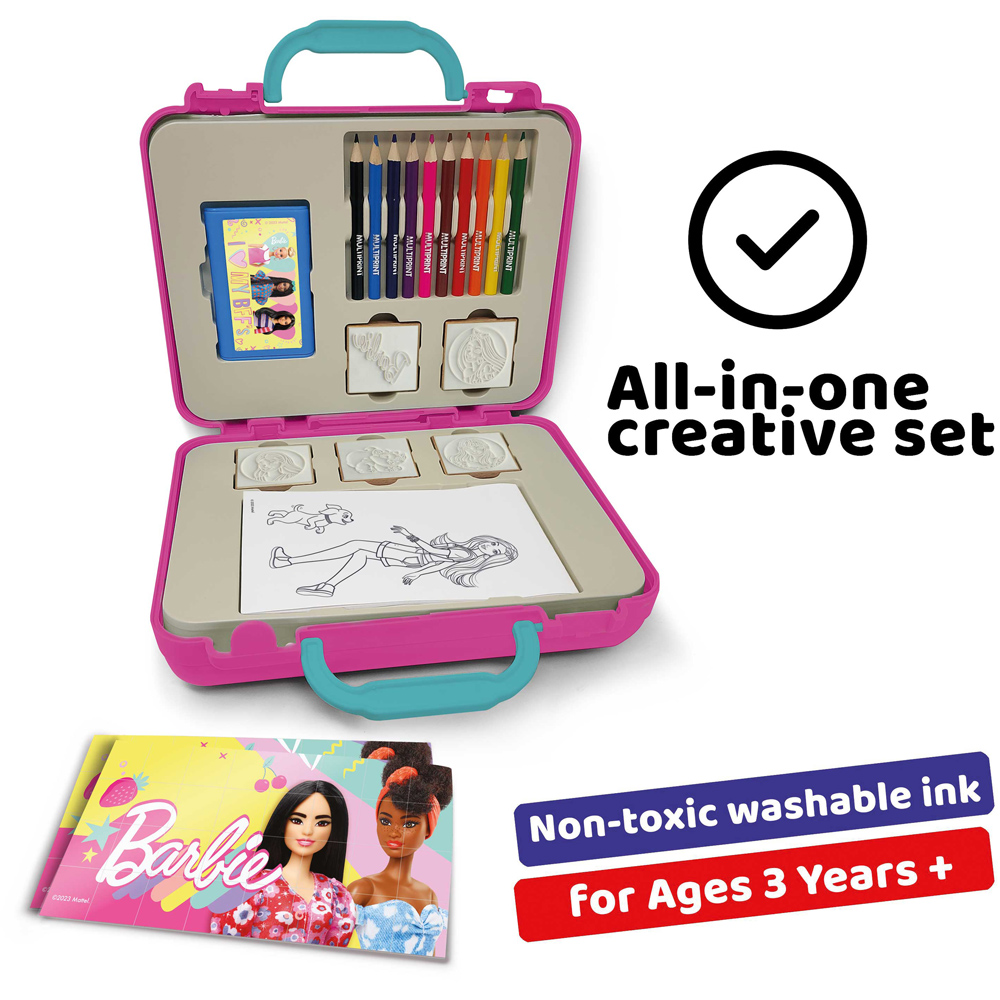 Multiprint Barbie Kids Travel Colouring and Stamp Set Image 3