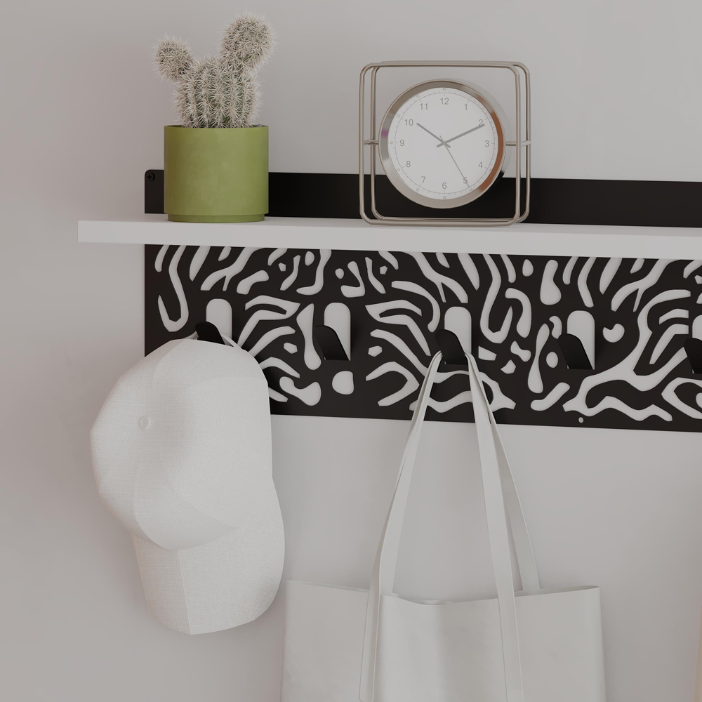 Decortie Novo Single Shelf White Coat Hanger with Seven Hooks Image 3