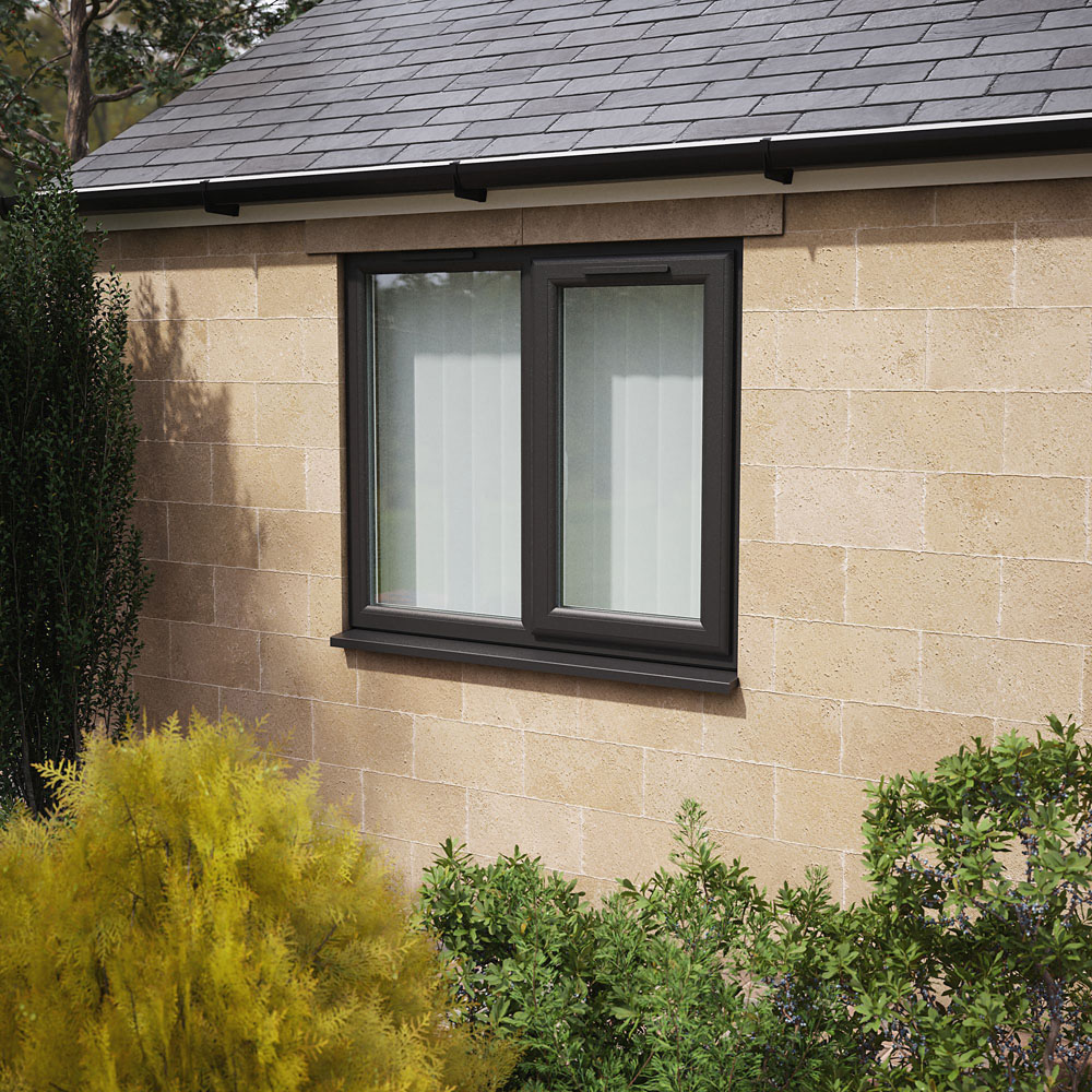 Crystal Black and White RH Side Hung Next to a Fixed Obscure Double Glazed Window 1190 x 1115mm Image 2