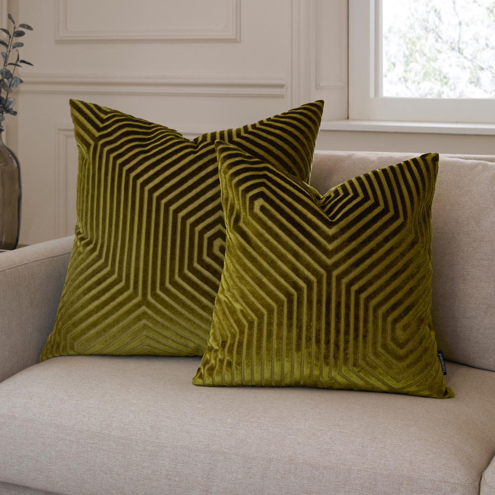 Paoletti Christmas Evoke Olive Cut Velvet Cushion 55 x 55cm Image 5