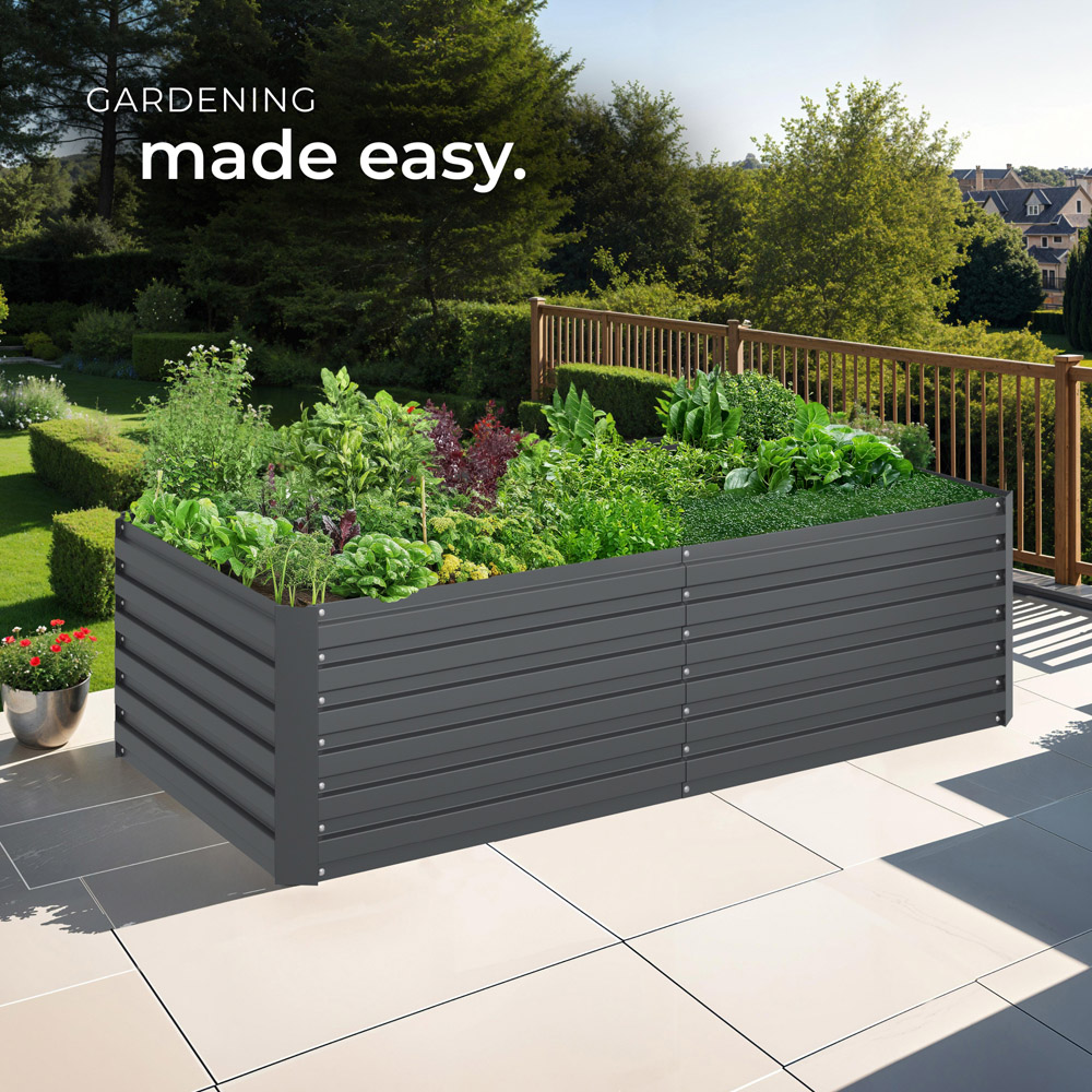 tectake Galvanised Steel Raised Garden Bed 1100L 200 x 80 x 56cm Image 8