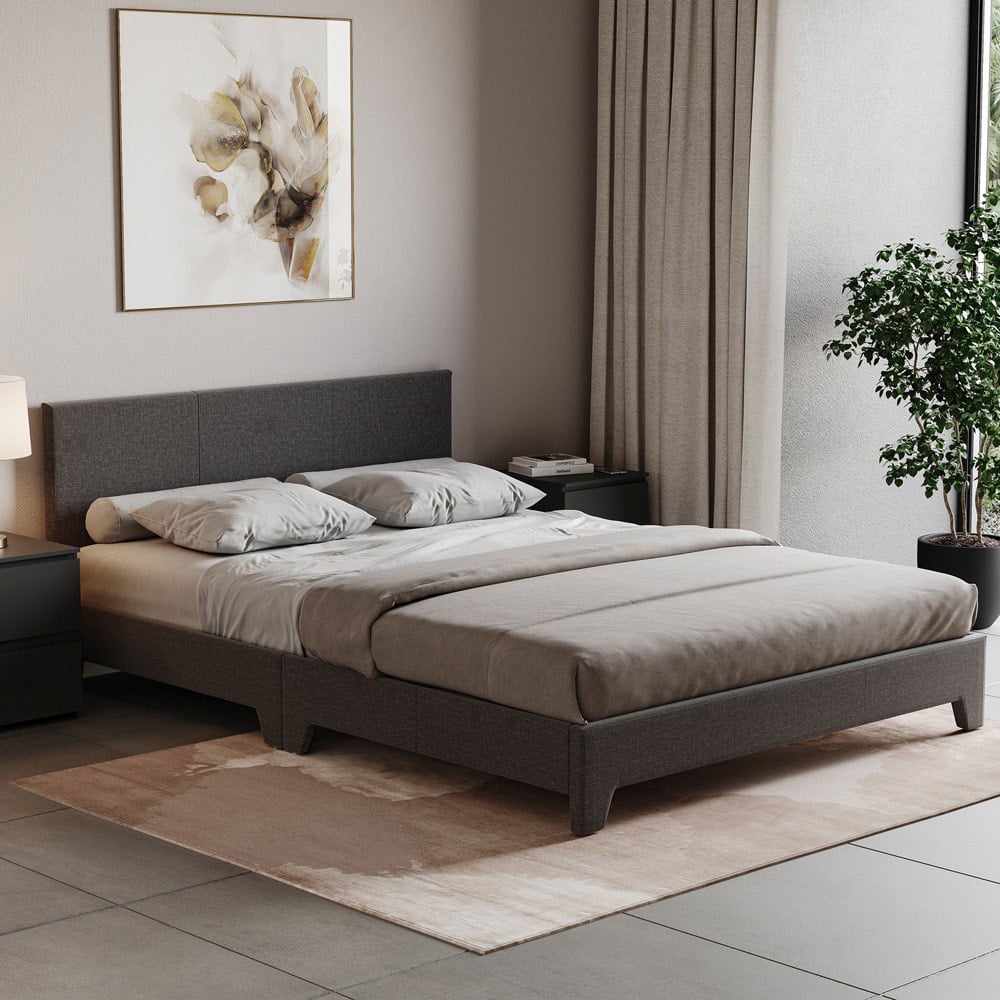 Vida Designs Victoria King Size Dark Grey Linen Bed Frame Image 1