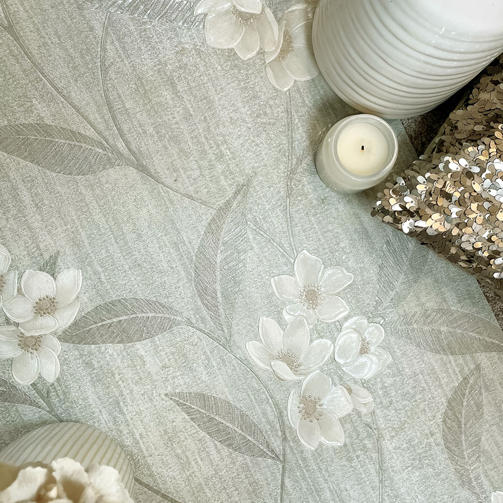 Belgravia Decor Giovanna Floral Cream Grey Wallpaper Image 4