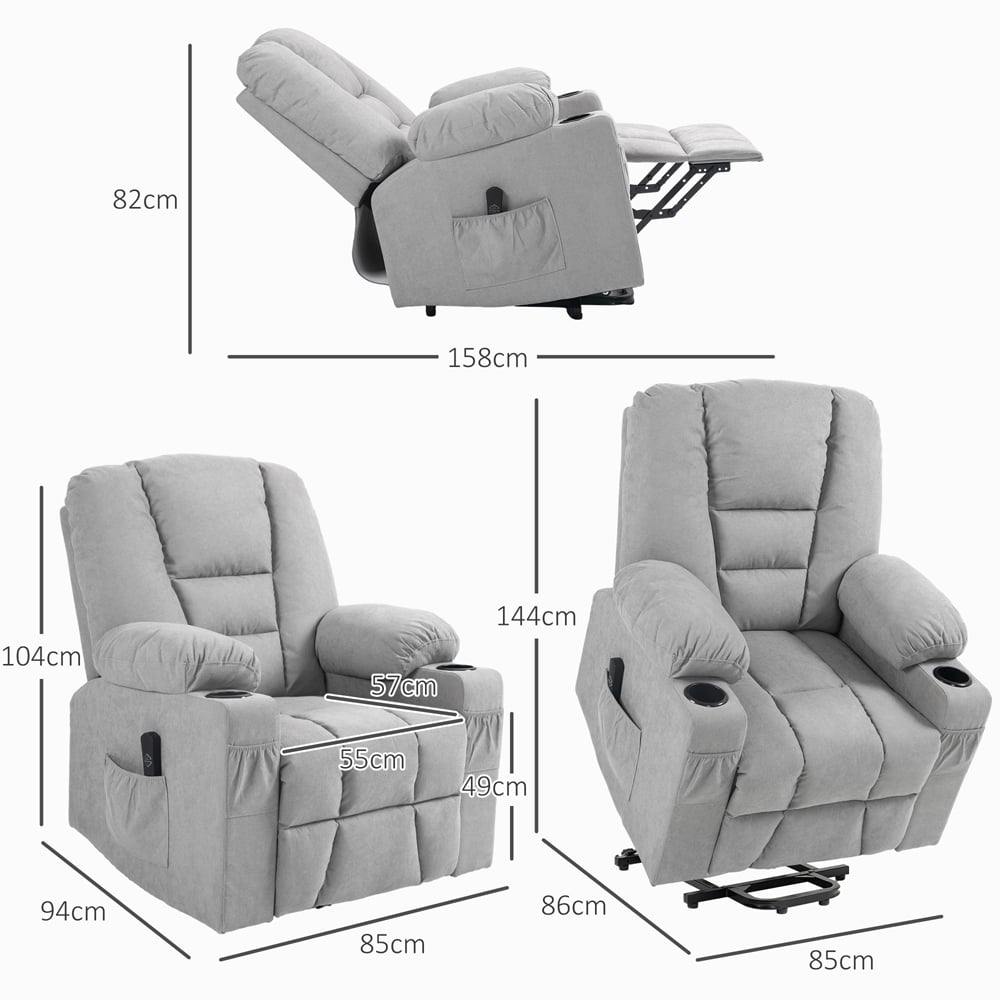 HOMCOM Light Grey Power Lift Recliner Chair with Remote Image 8