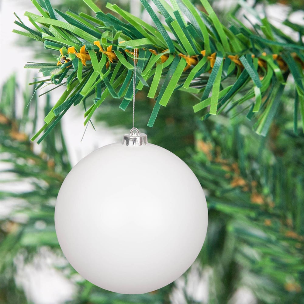 Shatchi 15cm White Shatterproof Christmas Bauble 3 Pack Image 2