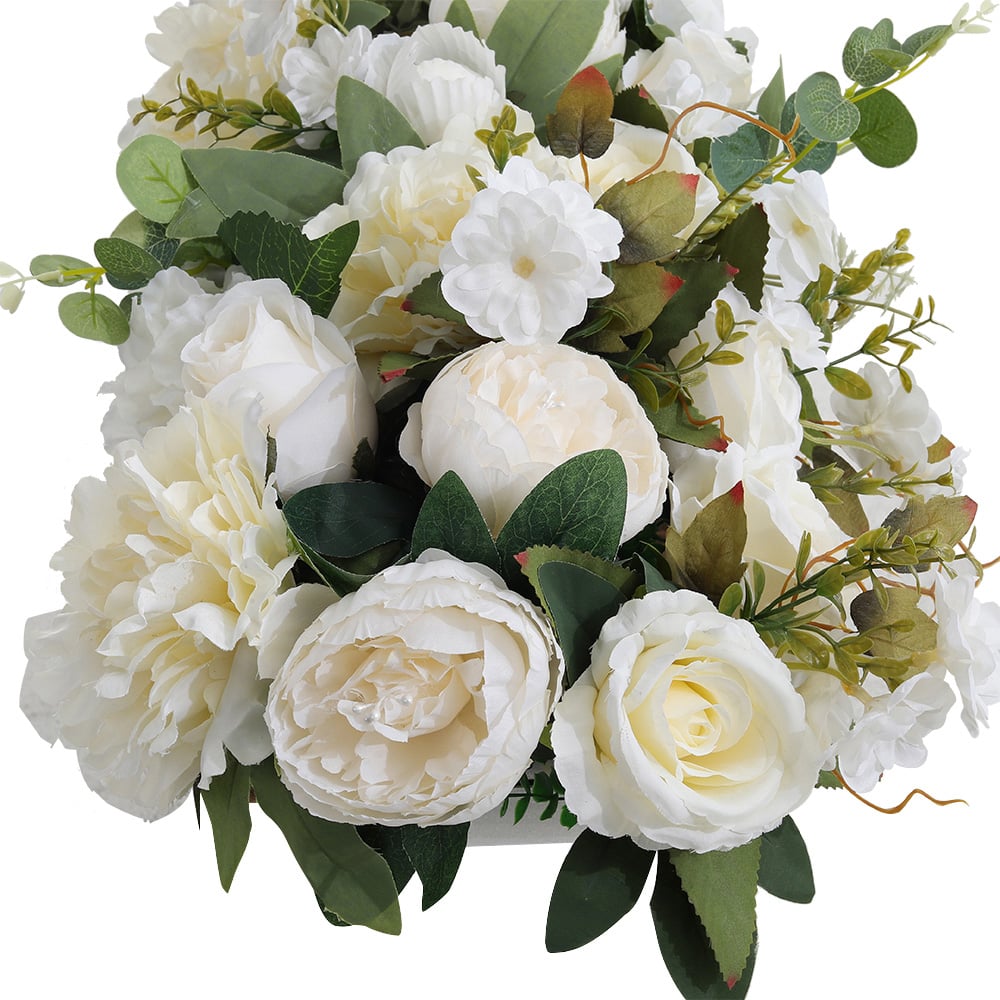Living and Home Green and White Artificial Peony and Rose Garland Row Decoration 100 x 25cm Image 5