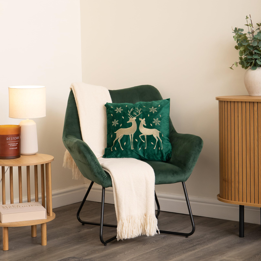 Samuel Alexander Emerald Green and Gold Reindeer Soft Christmas Cushion 44 x 44cm Image 3