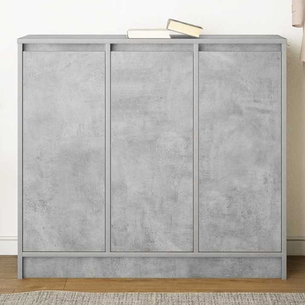 vidaXL 3 Door Concrete Grey Wooden Sideboard Image 1