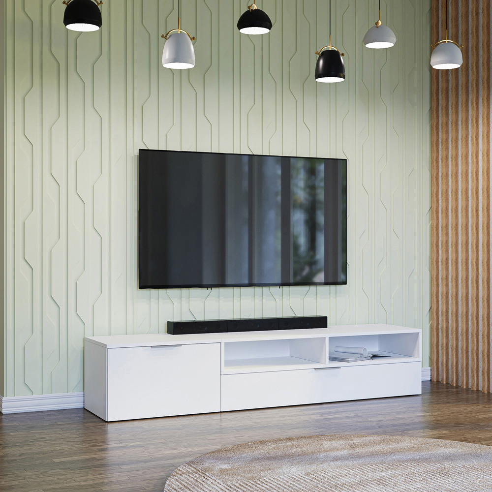 Shefa Marocco 2 Door 2 Shelf White TV Unit Image 4