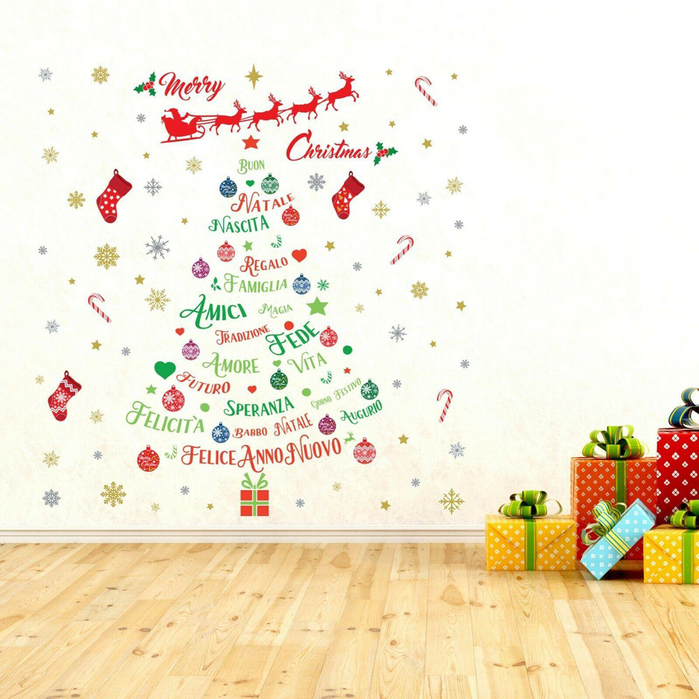 Walplus Italian Quotes Christmas Tree and Decorations Self Adhesive Wall Sticker Image 2