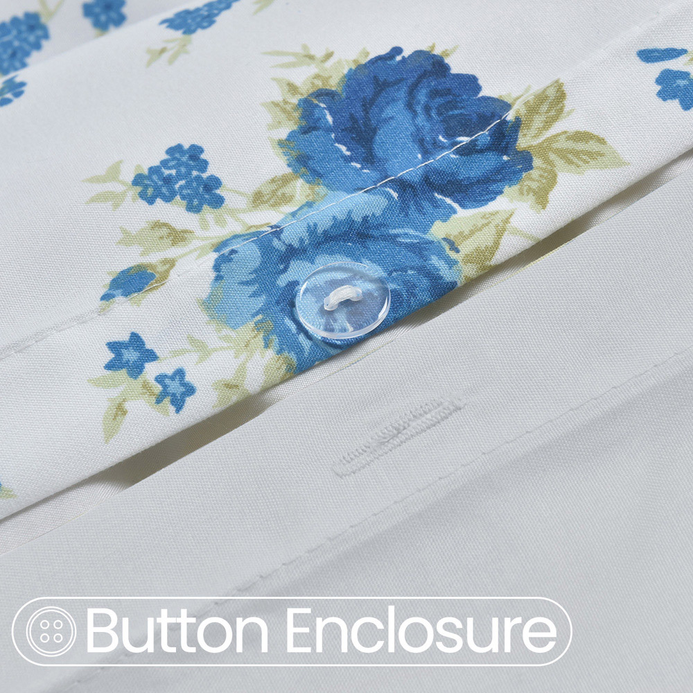 Florelle Florence Double White and Blue Floral Pattern Duvet Cover Set Image 3