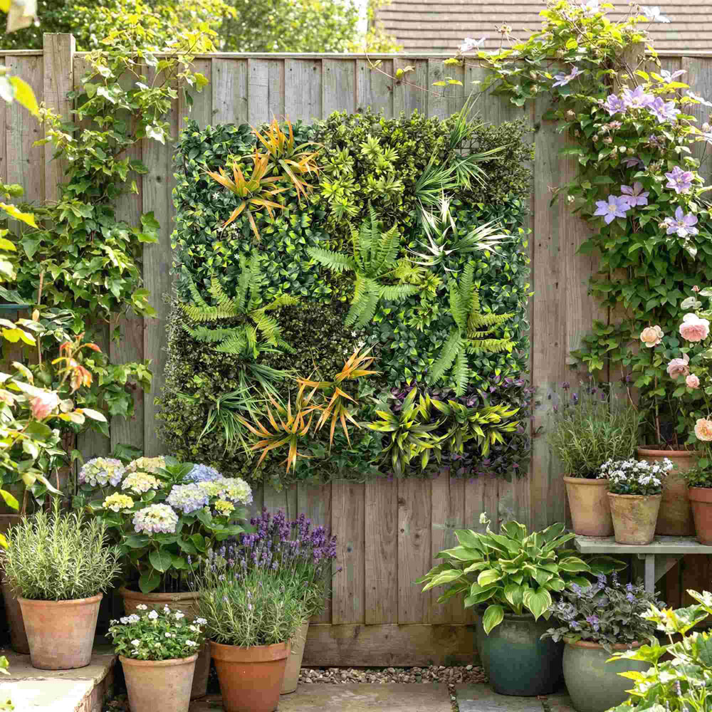 Outsunny Green Mixed Artificial Grass Backdrop Wall Panel 100 x 100cm Image 7