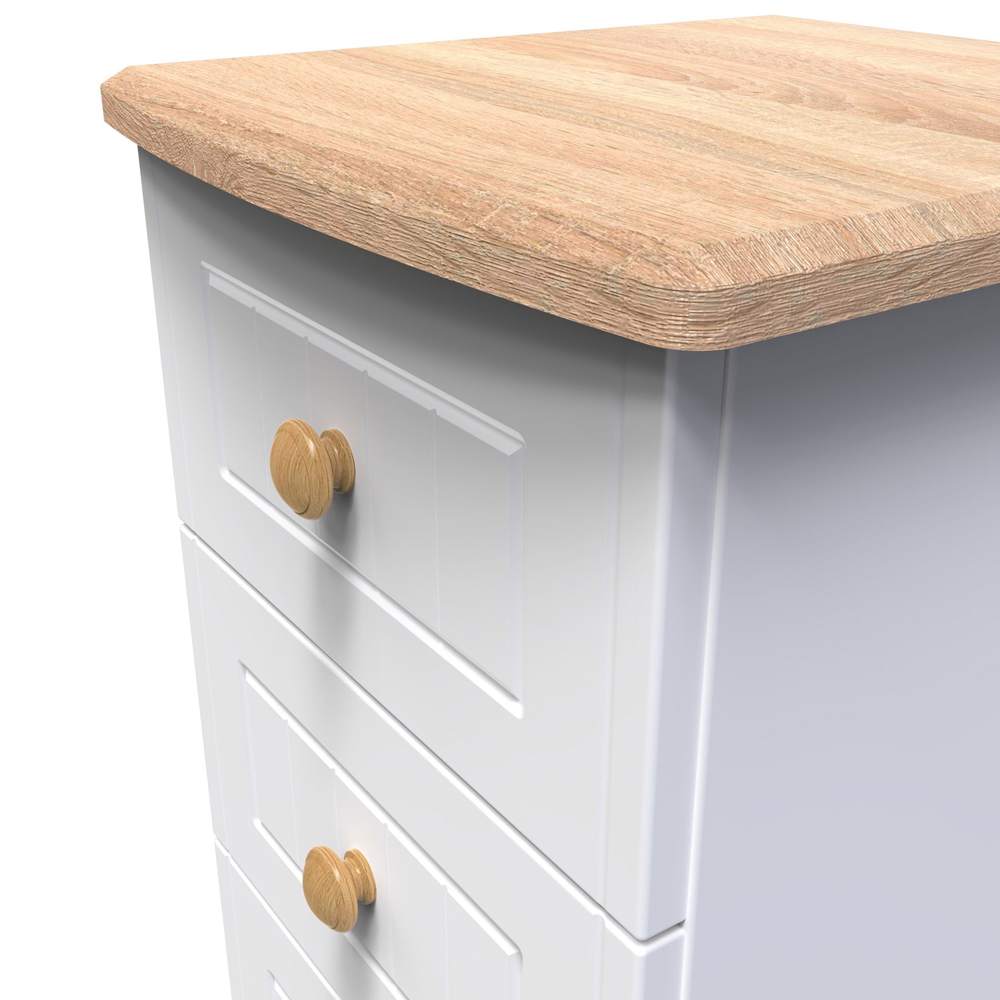 Crowndale Warwick 3 Drawer White Ash and Oak Bedside Cabinet Image 5