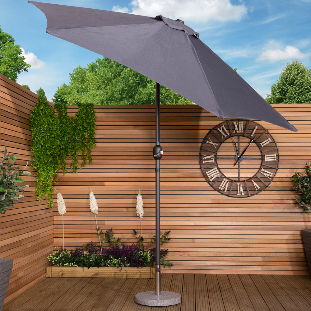 Charles Bentley Grey Metal Crank and Tilt Parasol 2.7m Image 2