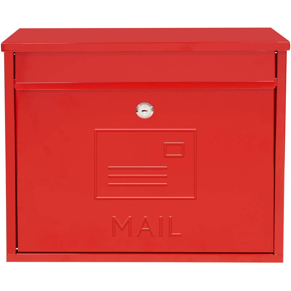 GardenKraft Elegance Red Galvanised Steel Wall Post Box Image 3