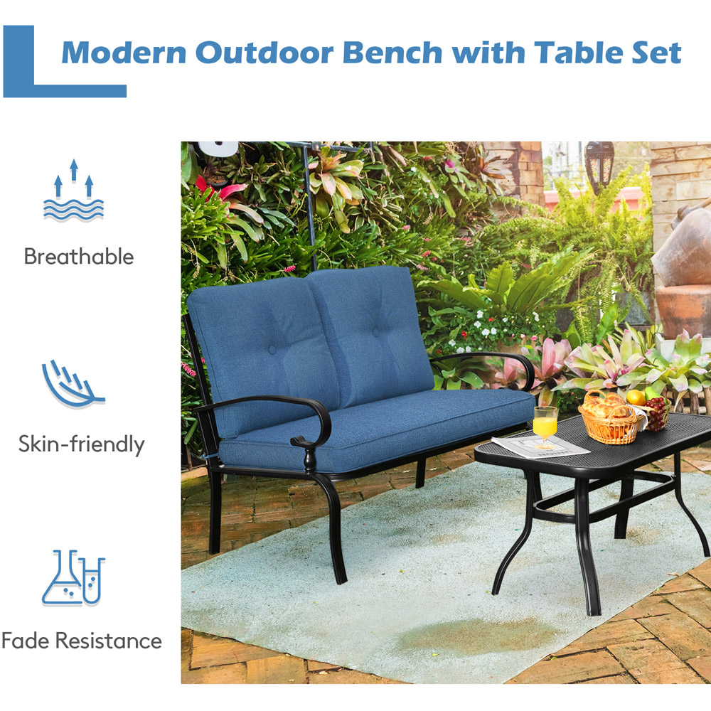 Costway 2 Seater Navy Garden Furniture Set Image 4