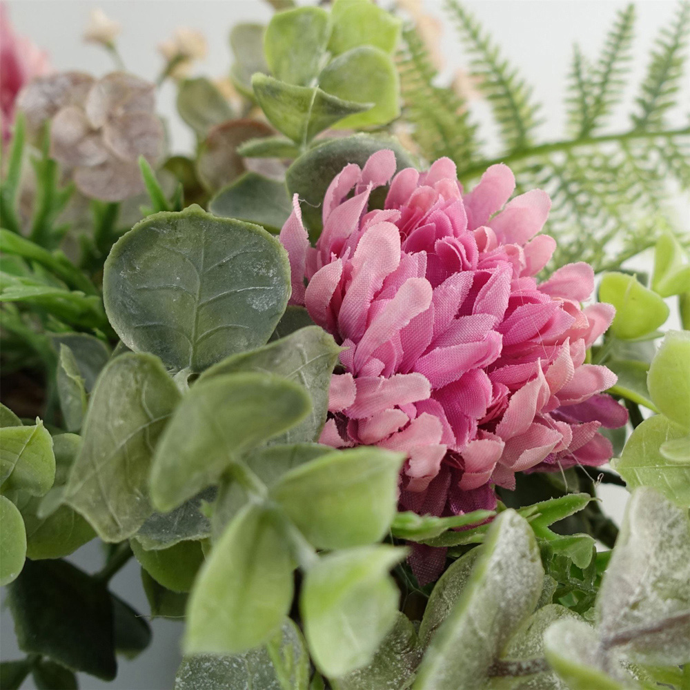 Leaf Pink Floral Artificial Wreath 45cm Image 4