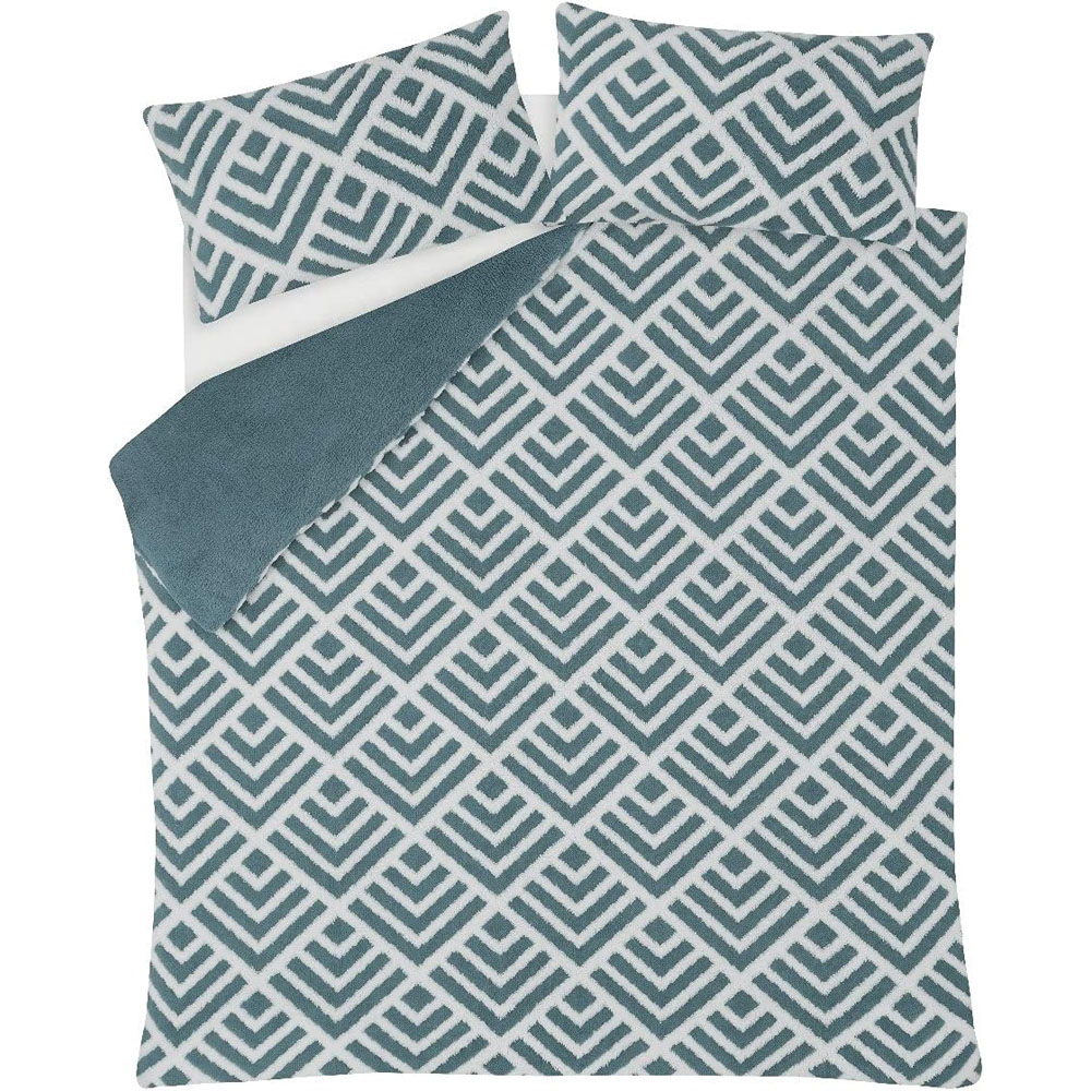Smart Living Double Teal Geo Jacquard Fleece Duvet Set Image 3
