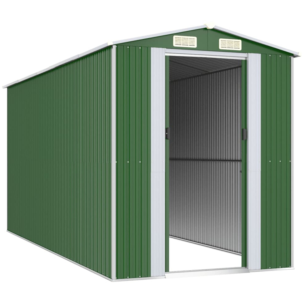 vidaXL 6.3 x 14.4ft Green Galvanised Steel Apex Garden Shed Image 3