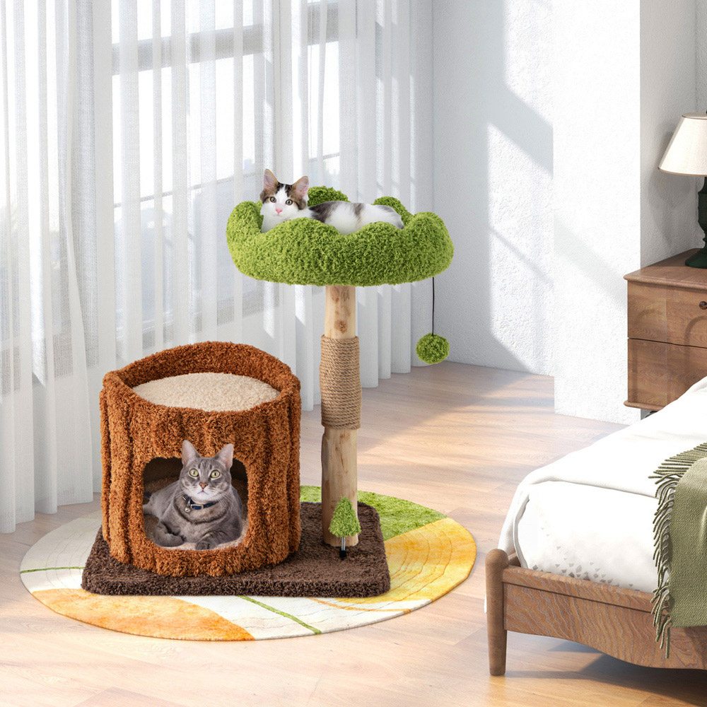 Costway Brown Cat Tree Tower with Scratching Posts Image 3