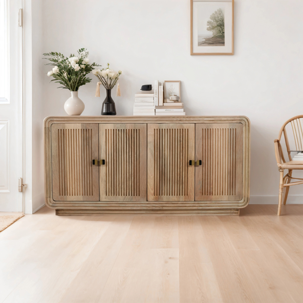 Brooklyn Hudson 4 Door Carved Mango Wood Large Sideboard Image 6