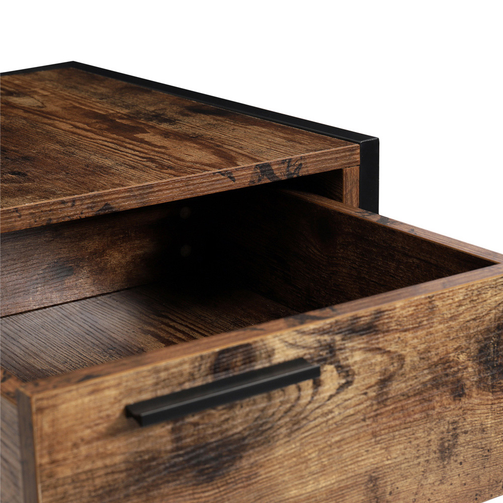 Living and Home Brown Retro Bedside Table Image 4