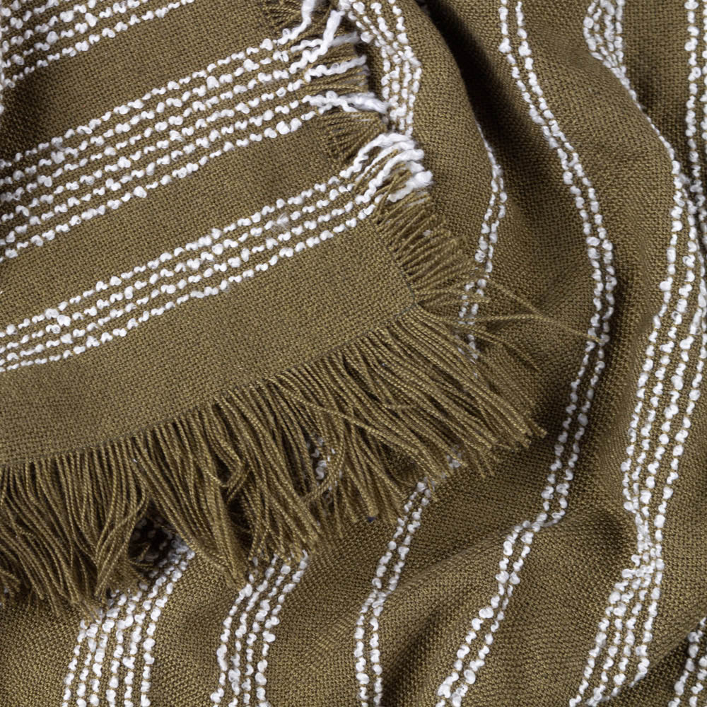 Hoem Jour Olive Green Woven Fringed Throw 130 x 180cm Image 3