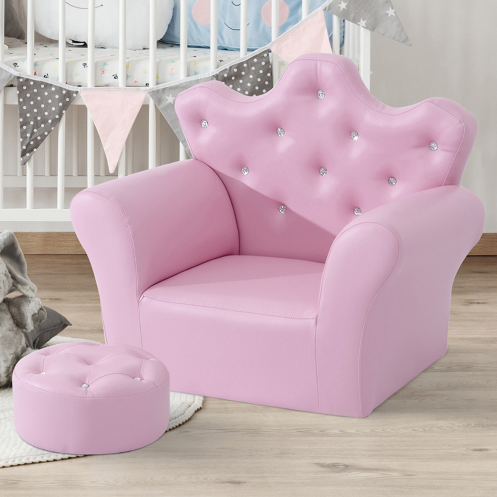 Tommy Toys Pink Kids Armchair and Ottoman Image 1