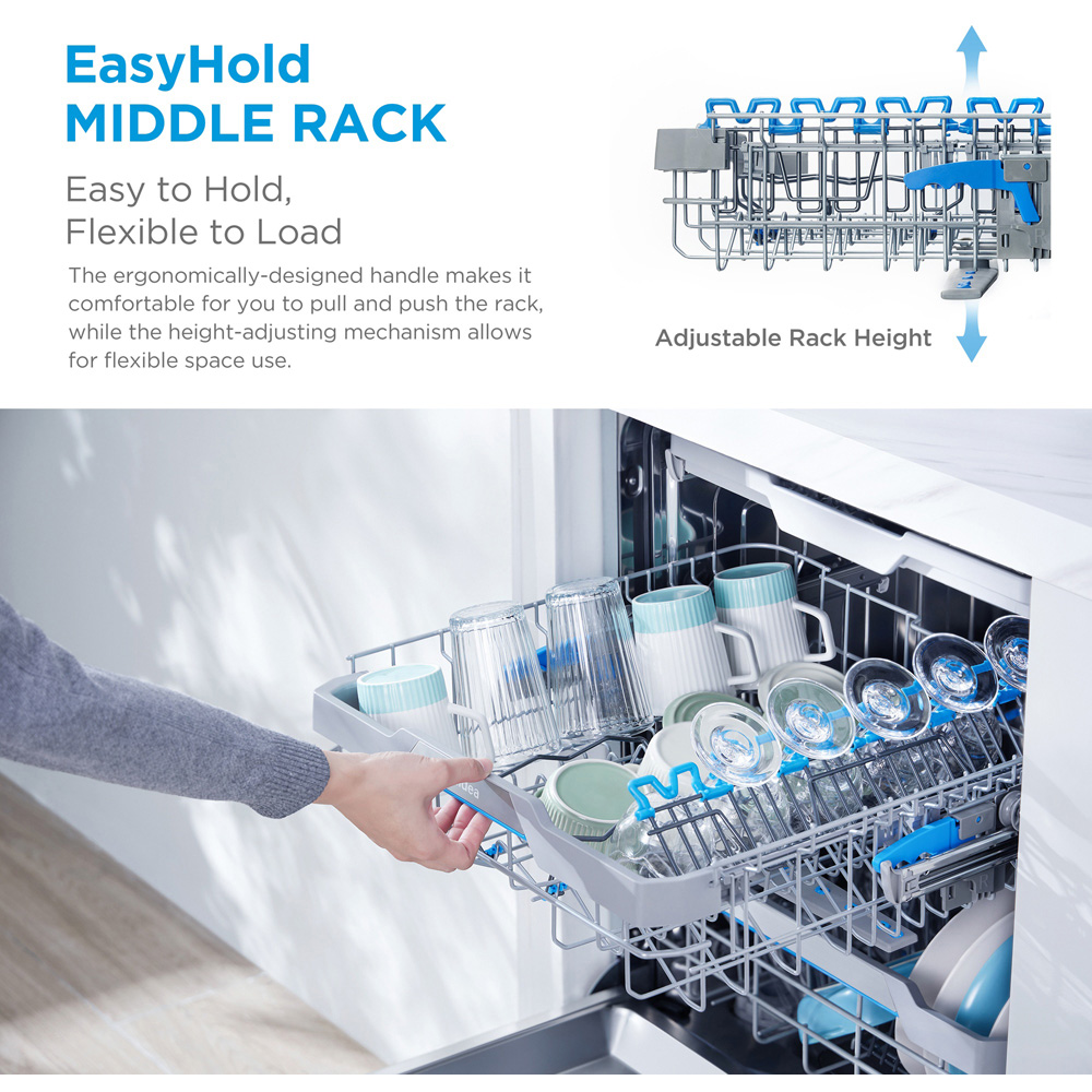 Midea MDWEF1433D(W)-WG White 14 Place Freestanding Full-Size Dishwasher Image 8