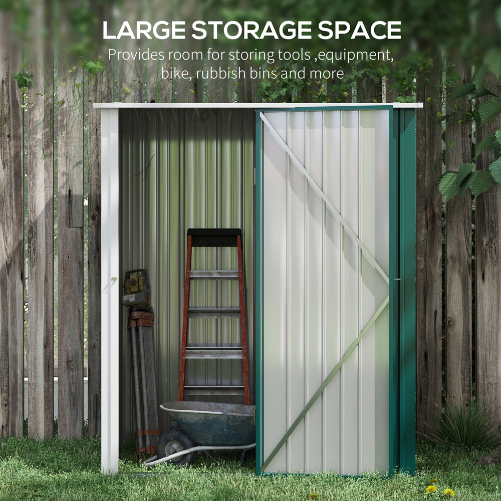 Outsunny 5.3 x 3.1ft Green Garden Storage Shed Image 4