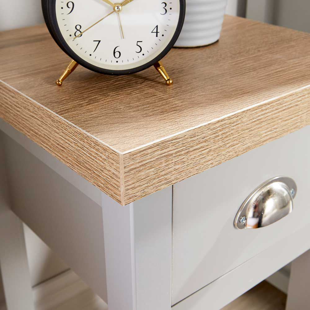 Home Source Avon Single Drawer Grey Bedside Table Image 3