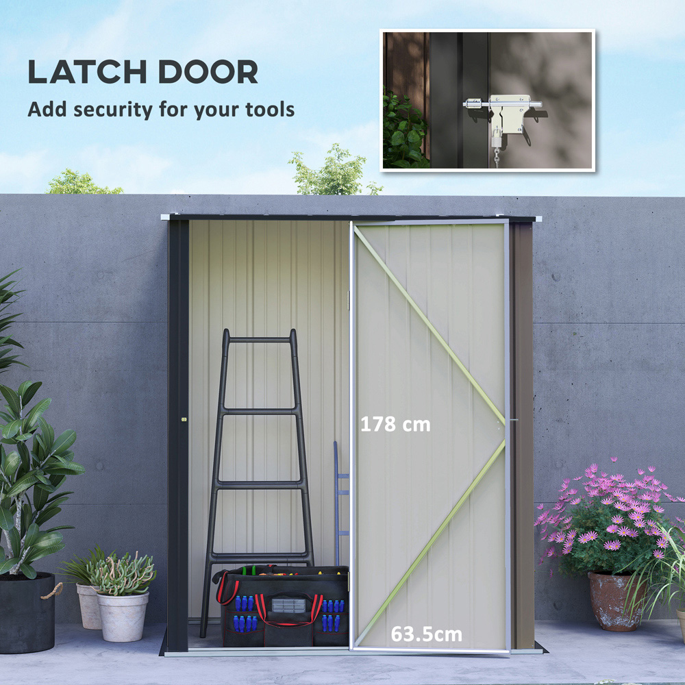 Outsunny 6.4 x 5.3ft Single Door Light Grey Outdoor Storage Shed Image 5