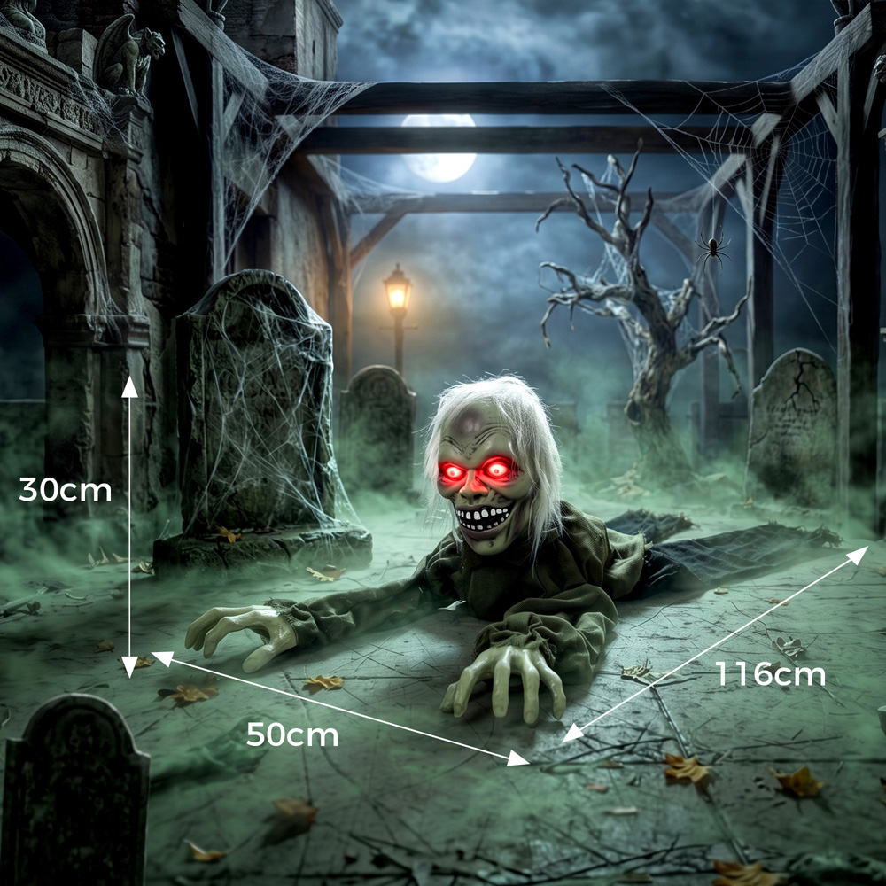 HOMCOM Light Up Animatronic Crawling Zombie Halloween Decoration 3.8ft Image 8