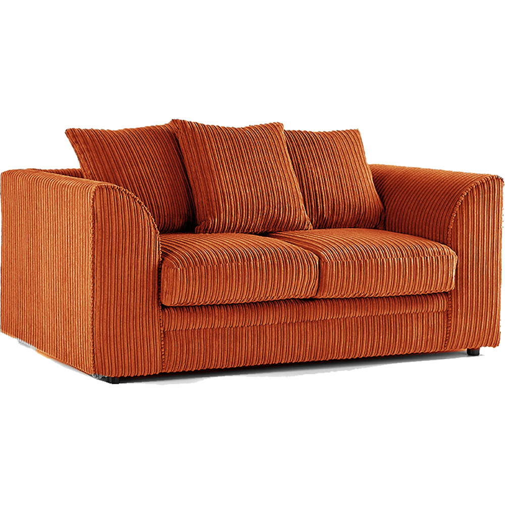 Luxor 2 Seater Orange Jumbo Cord Scatter Back Sofa Image 2