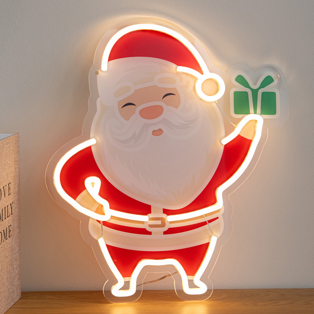 Samuel Alexander Warm White LED Santa Neon Sign Christmas Decoration 40cm Image 1