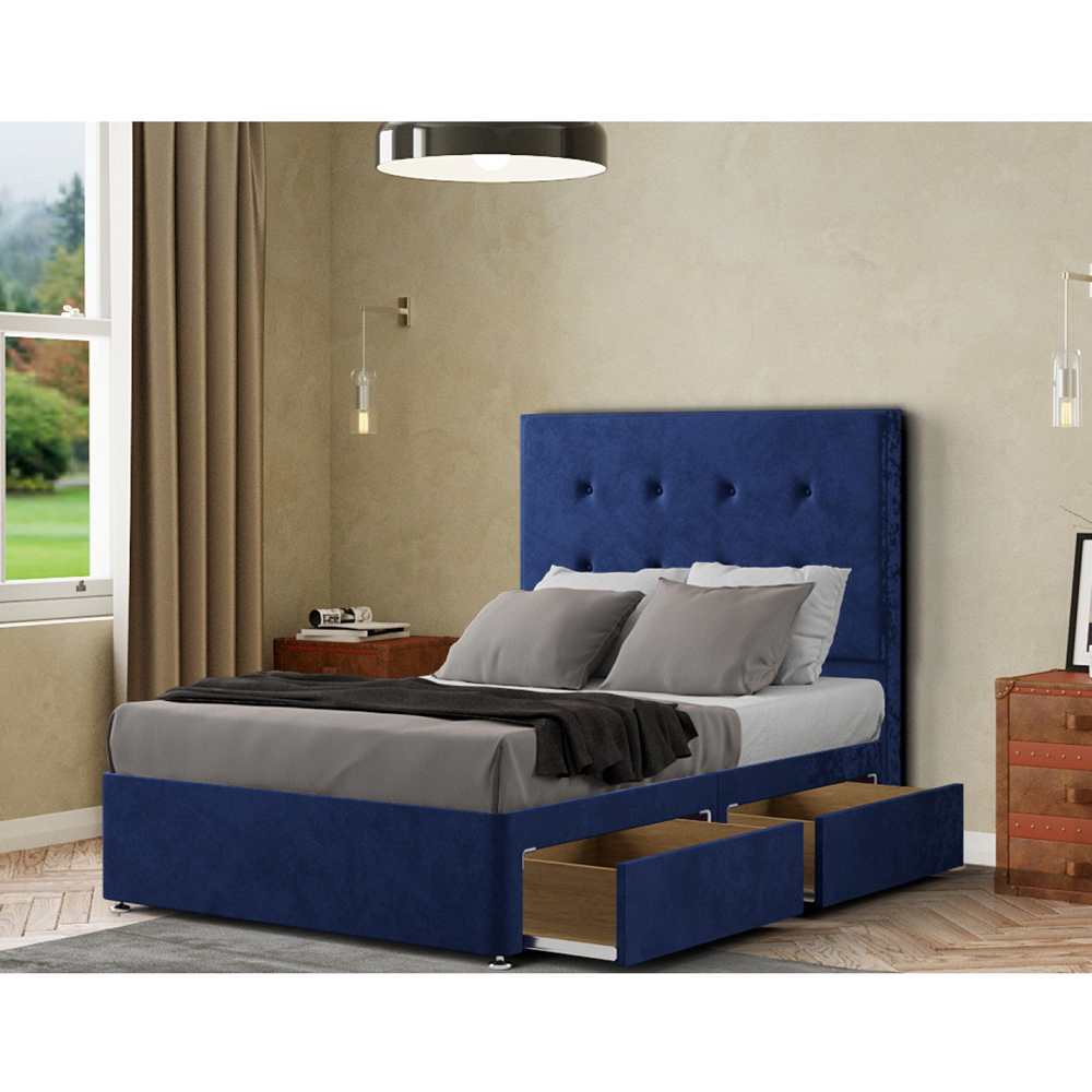 Portland Darlington Single Navy Plush Divan Bed with 2 Drawers and Headboard Image 2