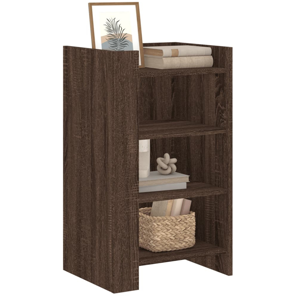 vidaXL Brown Oak 3 Open Shelf Sideboard Image 3