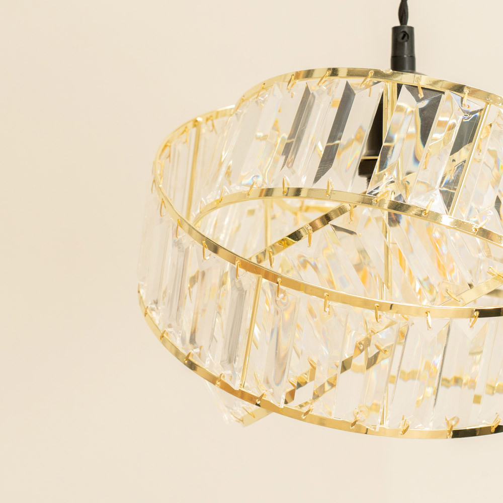 ValueLights Hudson Gold Acrylic Jewel Intertwined Easy Fit Lamp Shade Image 3