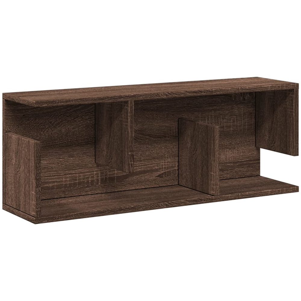 vidaXL 3 Open Shelf Brown Oak Wall Cabinet Image 2