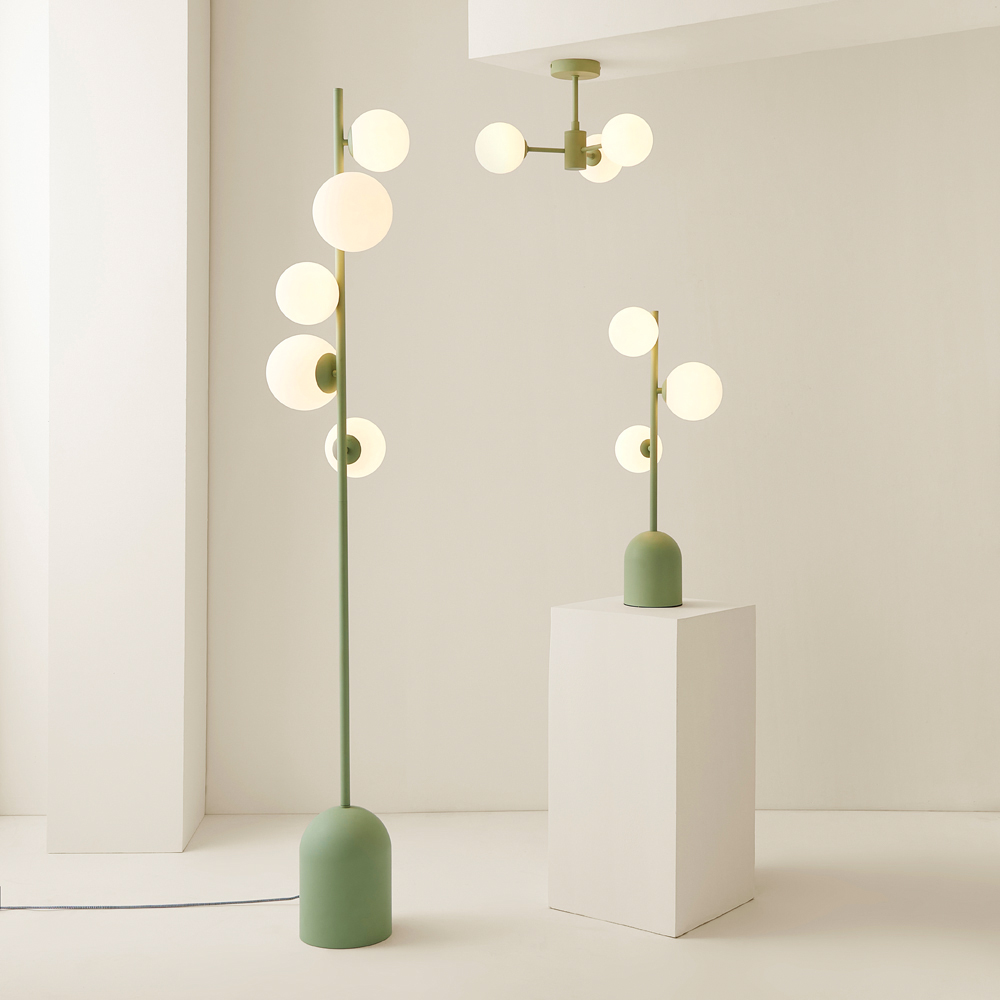 ValueLights Marlow 5 Way Sage Green Opaque Globe LED Floor Lamp Image 7
