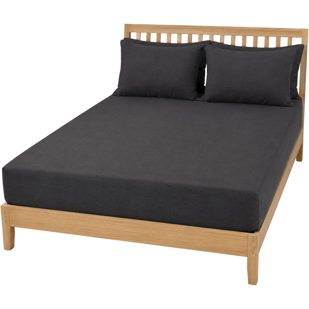 Smart Living King Size Charcoal Jersey Melange Fitted Sheet Image 2