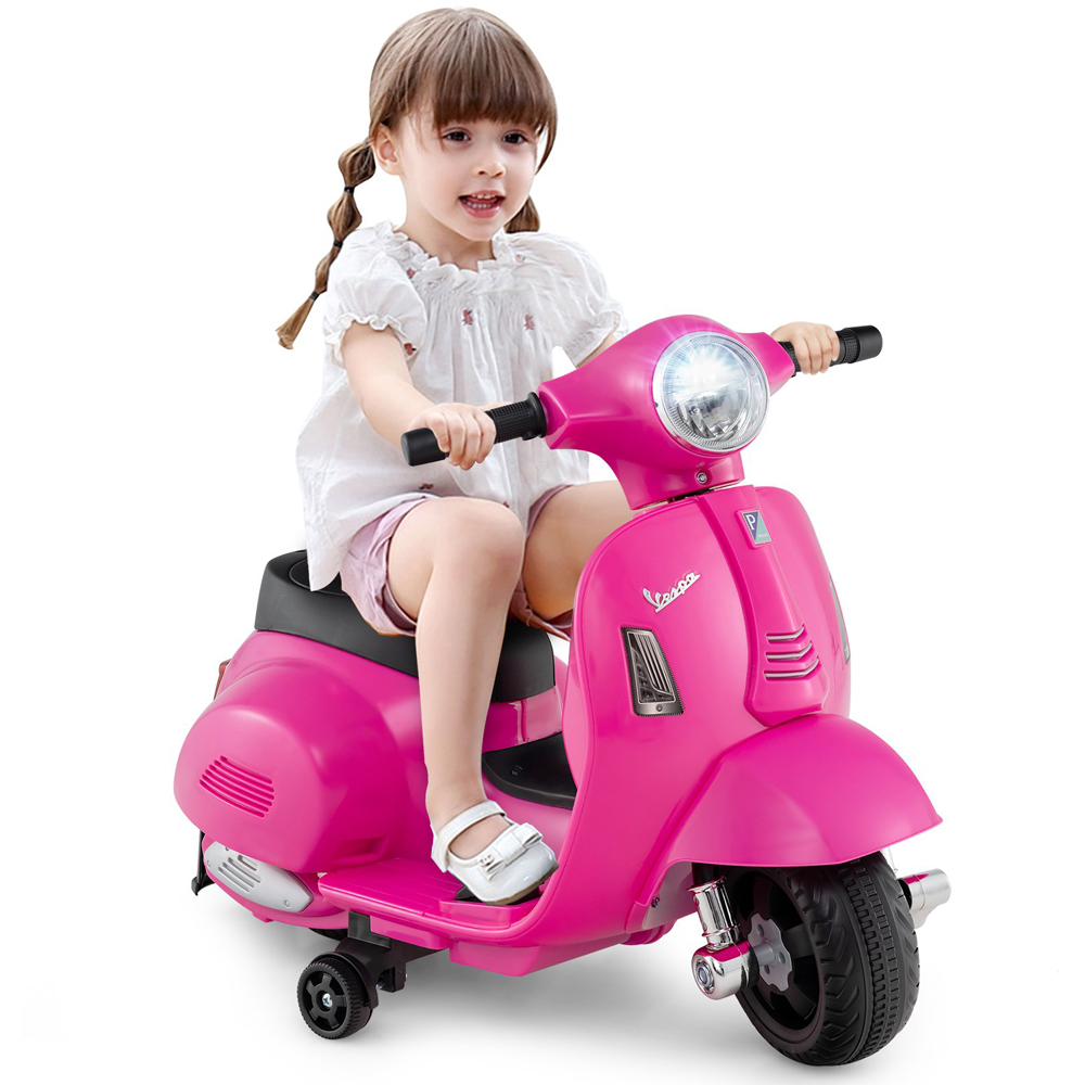 Costway Kids Pink Licensed Vespa Ride On Motorcycle with Lights and Horn Sound 6V Image 3