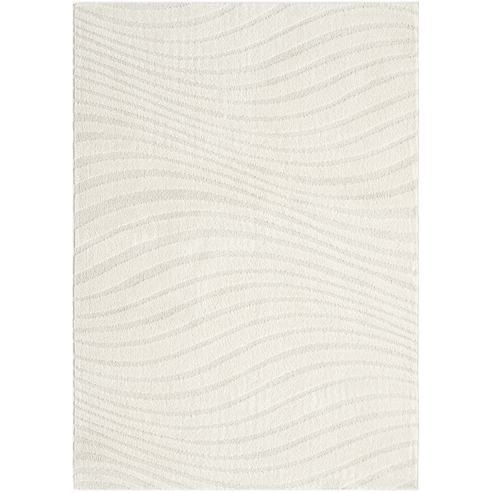 Waves Rugdeco Rug Desire Rugs Aya Cream Embossed Waves Rug 80 x 150cm | Wilko