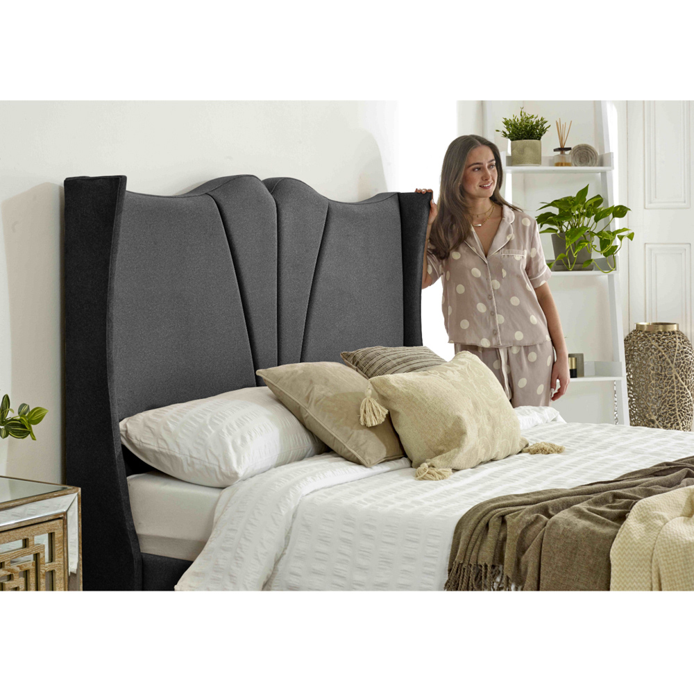 Eleganza Florentine King Size Steel Arlington Fabric Bed Frame with Winged Headboard Image 2