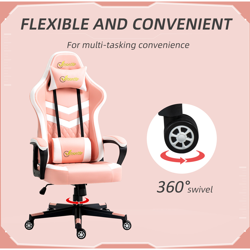 Portland Pink PVC Leather Swivel Gaming Chair Image 6