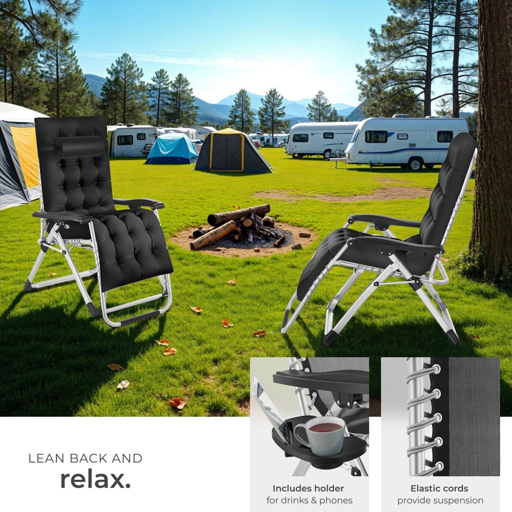 tectake Cloud Black Zero Gravity Foldable Sun Lounger Image 4