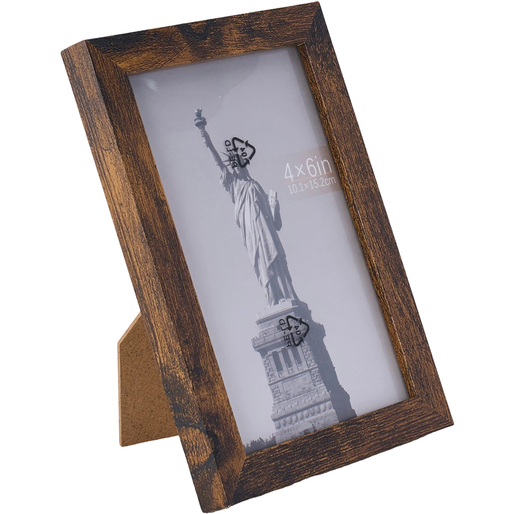 Living and Home Dark Walnut Wood Grain Photo Frame 4 x 6 inch 5 Pack Image 3